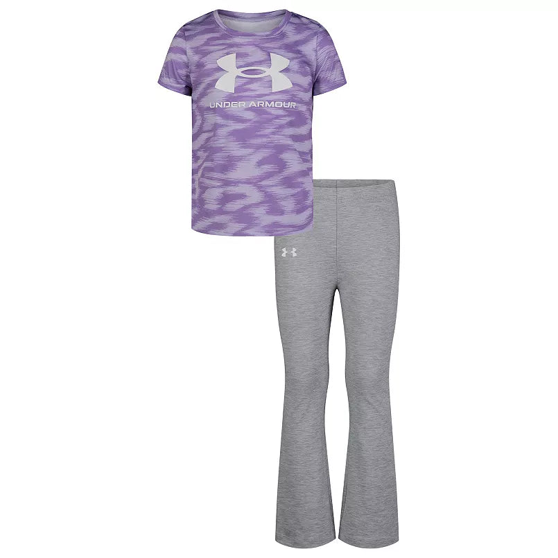 Under Armour Girl UA Short Sleeve Yoga Pant Set - Mod Gray-UNDER ARMOUR-Little Giant Kidz