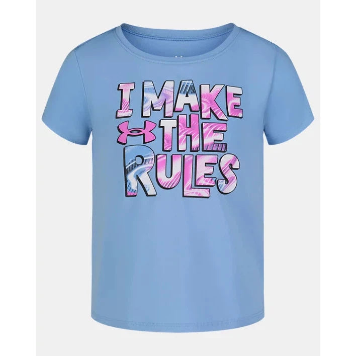 Under Armour Girl UA Tech Make The Rules Short Sleeve Tee - Horizon Blue-UNDER ARMOUR-Little Giant Kidz