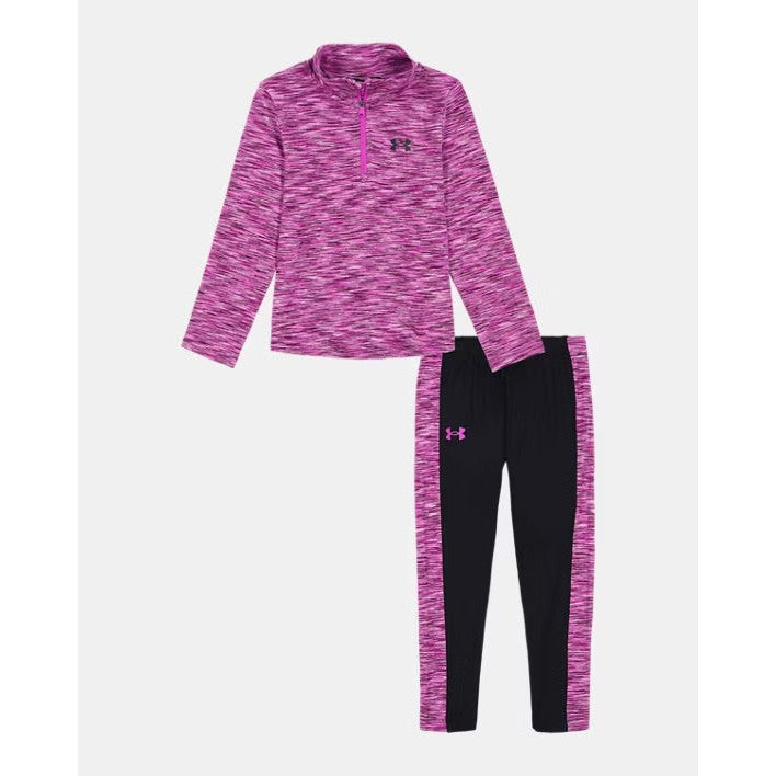 Under Armour Girl UA Twisted 1/4 Zip Set - Vivid Magenta-UNDER ARMOUR-Little Giant Kidz