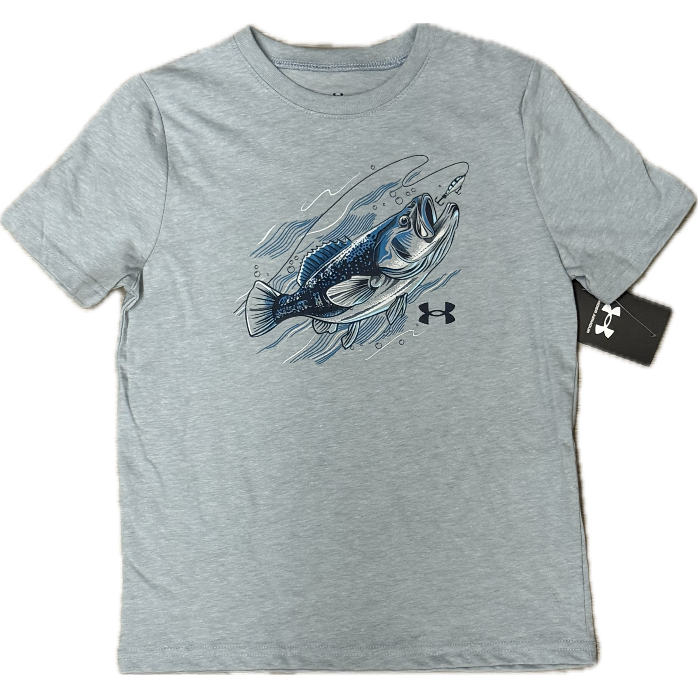 Under Armour Youth Boys' UA Bass Short Sleeve Tee Shirt- Harber Blue-UNDER ARMOUR-Little Giant Kidz