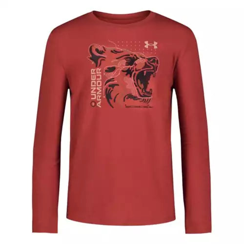 Under Armour Youth Boys' UA Bear Map Long Sleeve Tee - Earthen Orange-UNDER ARMOUR-Little Giant Kidz