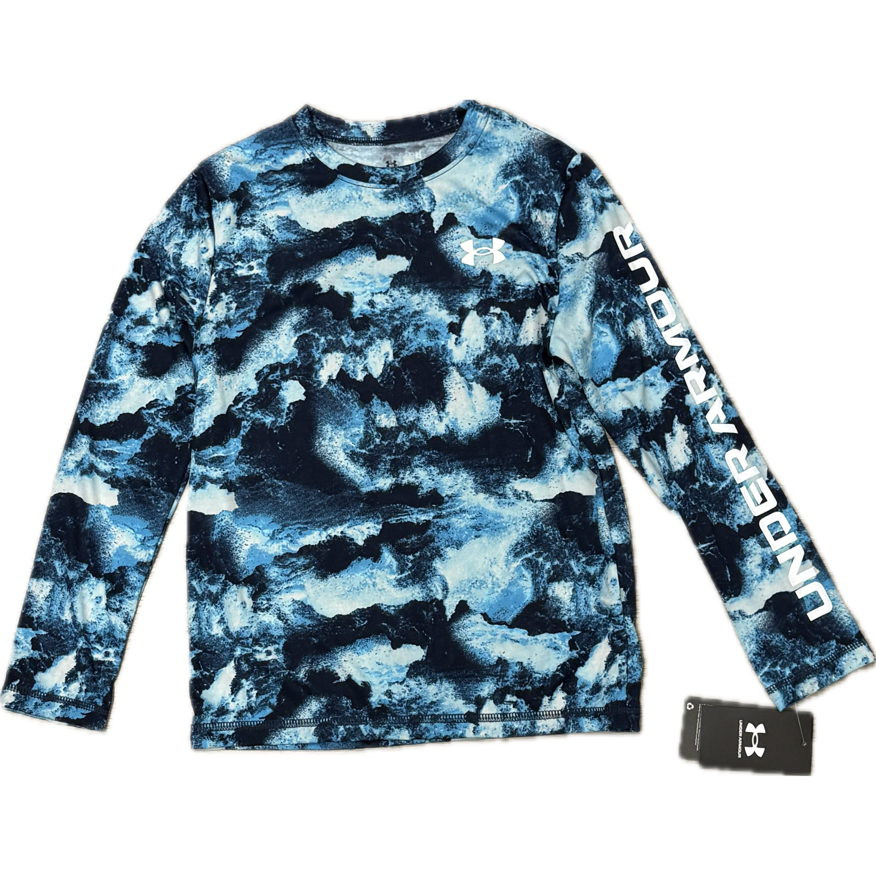 Under Armour Youth Boys' UA Deep Ocean UPF 50 Long Sleeve- Stream Blues-UNDER ARMOUR-Little Giant Kidz