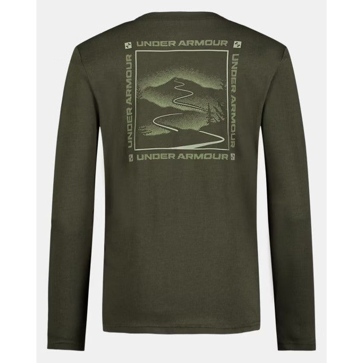 Under Armour Youth Boys' UA Fog Mountain Long Sleeve Tee - Marine OD Green-UNDER ARMOUR-Little Giant Kidz