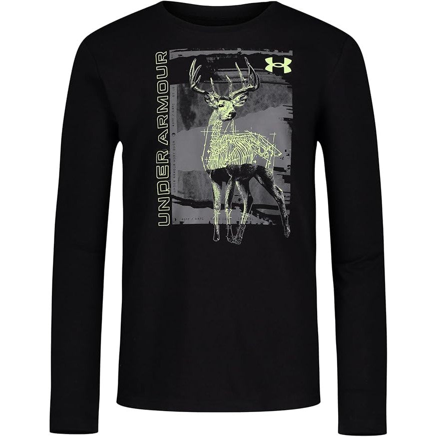 Under Armour Youth Boys' UA Hunt Whitetail Long Sleeve Tee - Black-UNDER ARMOUR-Little Giant Kidz