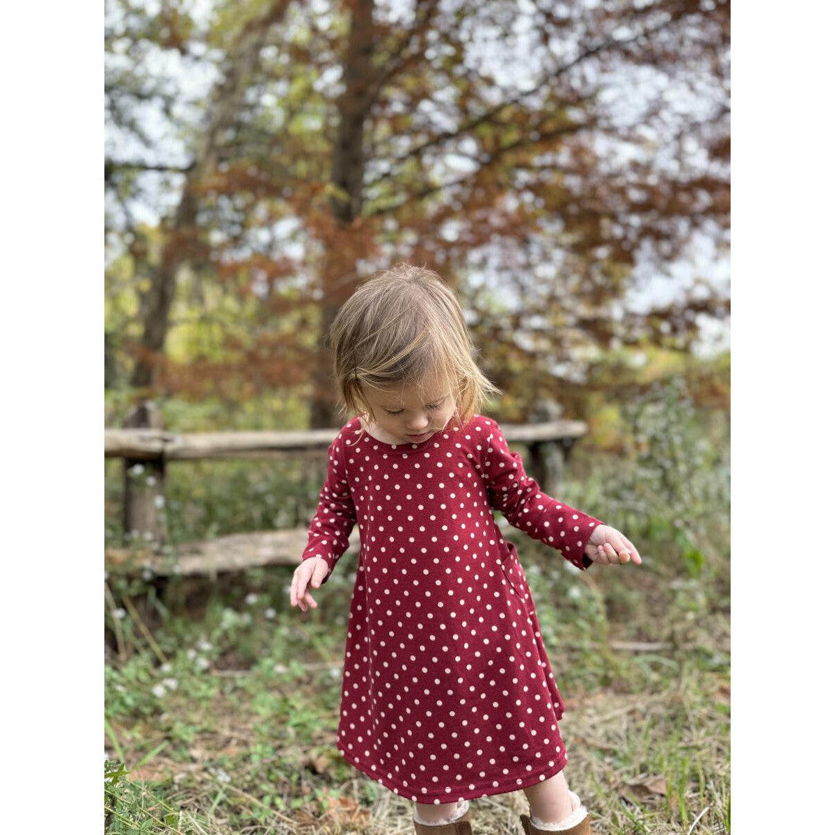 Vignette Burgundy Polka Dot Leena Dress