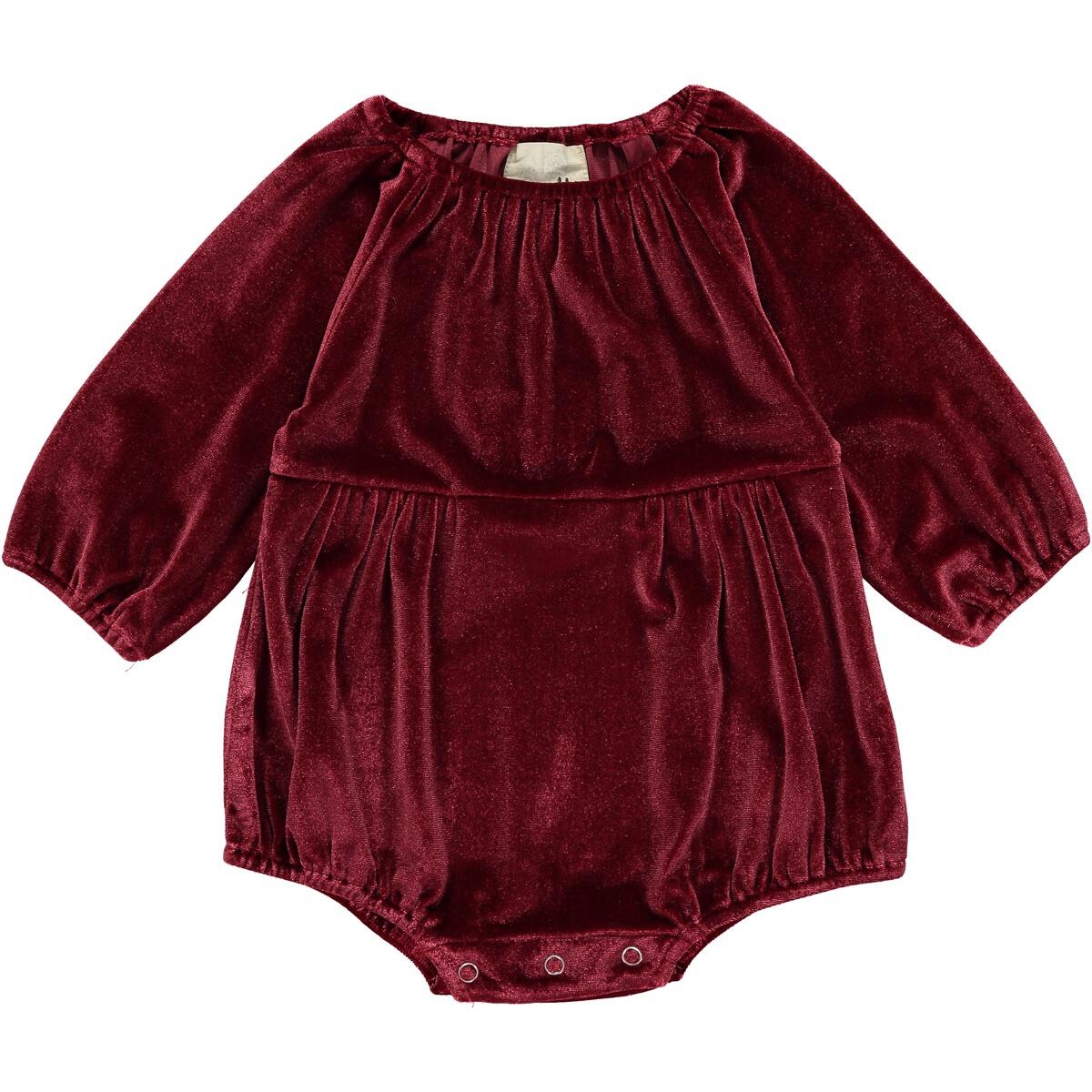 Vignette Burgundy Velvet Daisy Bubble-VIGNETTE-Little Giant Kidz