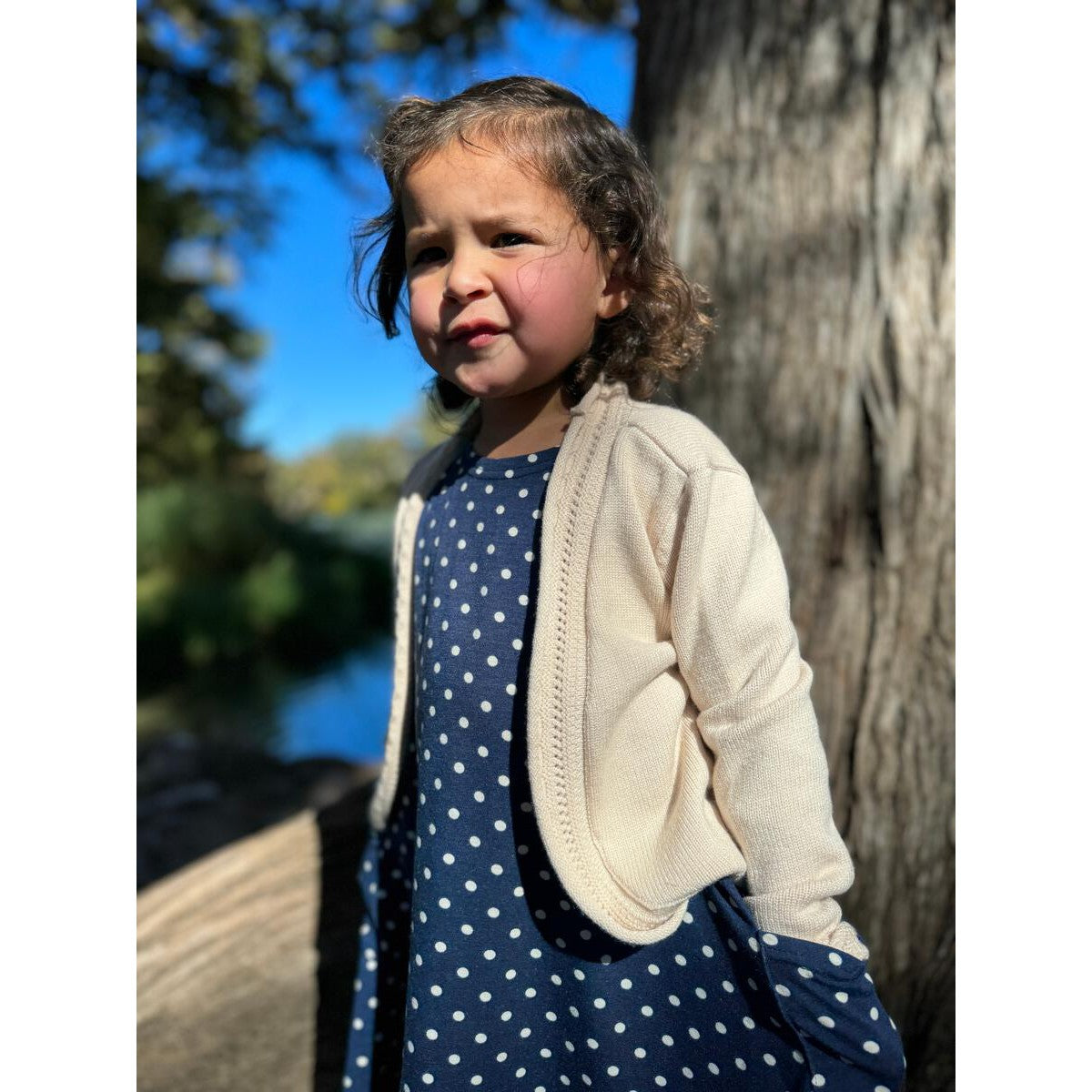 Vignette Navy Blue Polka Dot Leena Dress-VIGNETTE-Little Giant Kidz