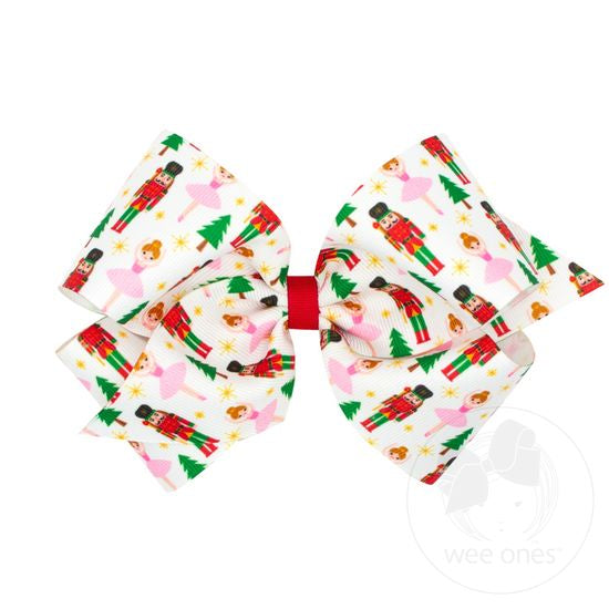 Wee Ones King Holiday-Themed Christmas Nutcracker Grosgrain Hair Bow-WEE ONES-Little Giant Kidz