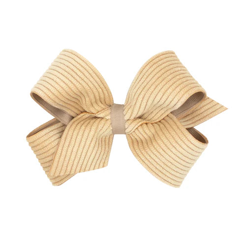 Wee Ones Medium Grosgrain Hair Bow with Wide Wale Corduroy Overlay-WEE ONES-Little Giant Kidz