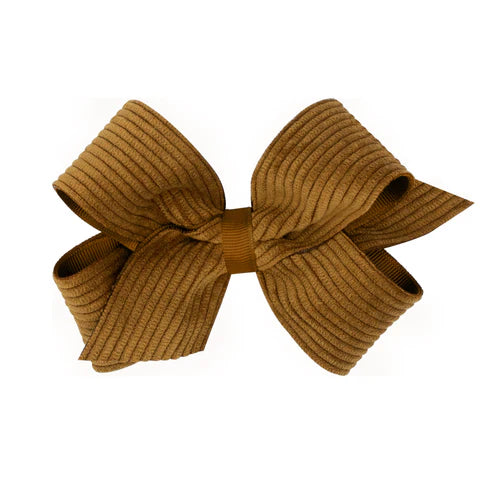 Wee Ones Medium Grosgrain Hair Bow with Wide Wale Corduroy Overlay-WEE ONES-Little Giant Kidz