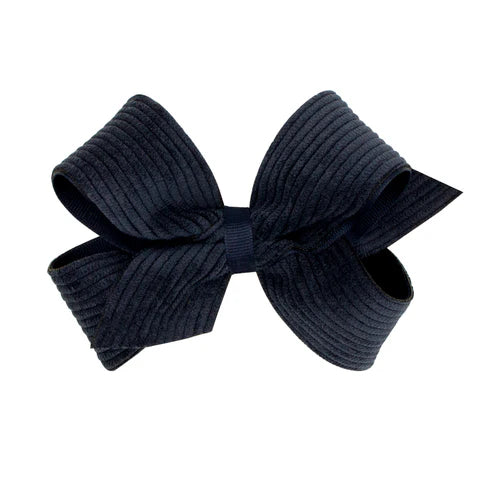 Wee Ones Medium Grosgrain Hair Bow with Wide Wale Corduroy Overlay-WEE ONES-Little Giant Kidz