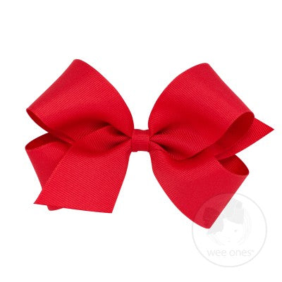 Wee Ones Medium Solid Grosgrain Bow (Plain Wrap)-WEE ONES-Little Giant Kidz