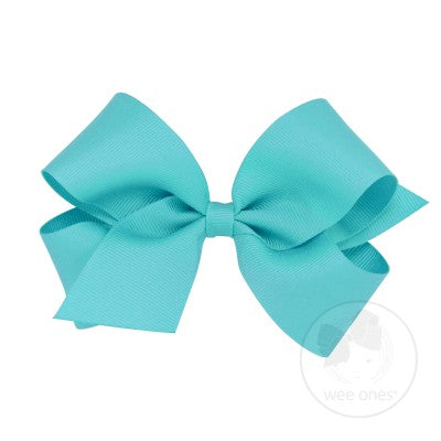 Wee Ones Medium Solid Grosgrain Bow (Plain Wrap)-WEE ONES-Little Giant Kidz