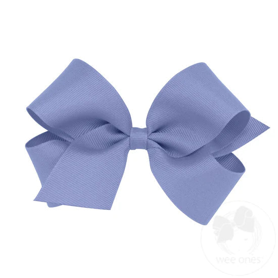 Wee Ones Medium Solid Grosgrain Bow (Plain Wrap)-WEE ONES-Little Giant Kidz