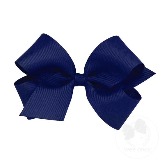 Wee Ones Medium Solid Grosgrain Bow (Plain Wrap)-WEE ONES-Little Giant Kidz