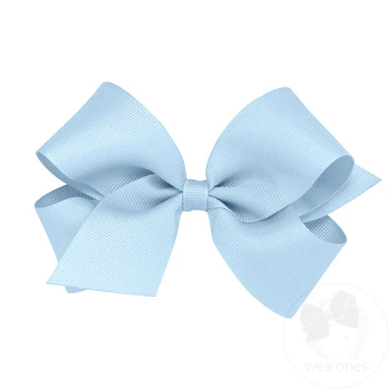 Wee Ones Medium Solid Grosgrain Bow (Plain Wrap)-WEE ONES-Little Giant Kidz