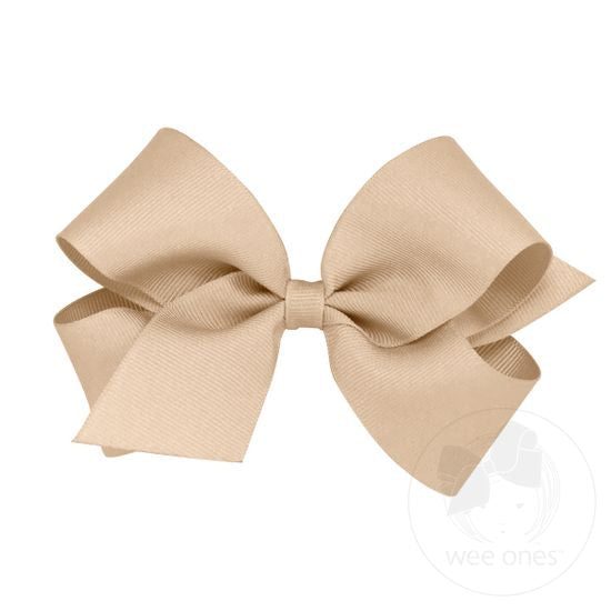 Wee Ones Medium Solid Grosgrain Bow (Plain Wrap)-WEE ONES-Little Giant Kidz