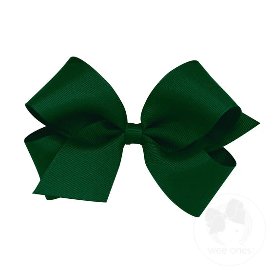 Wee Ones Medium Solid Grosgrain Bow (Plain Wrap)-WEE ONES-Little Giant Kidz