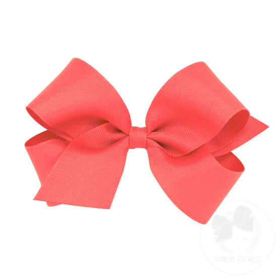 Wee Ones Medium Solid Grosgrain Bow (Plain Wrap)-WEE ONES-Little Giant Kidz