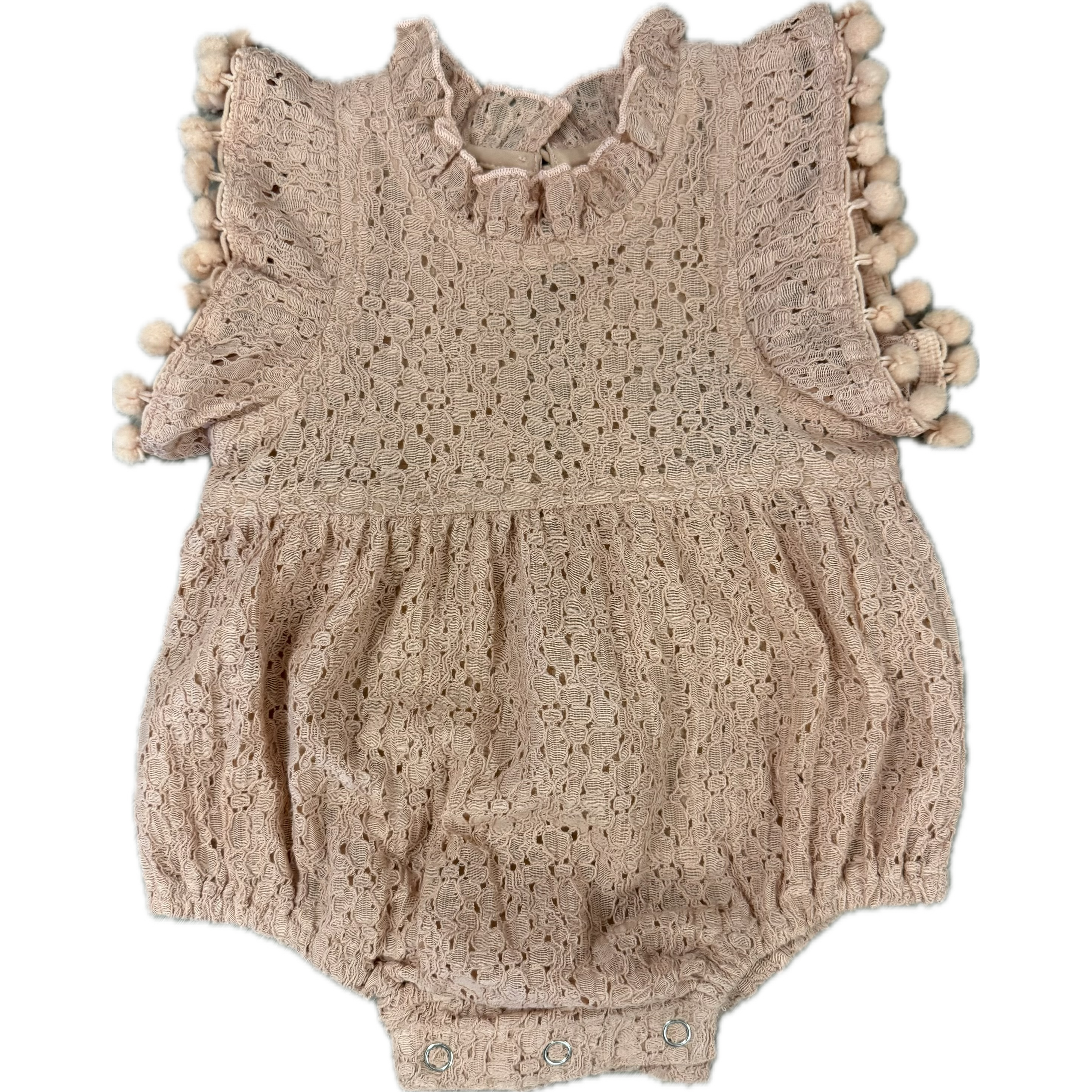 Yo Baby Peach Party Pom Pom Baby Romper-Yo Baby-Little Giant Kidz