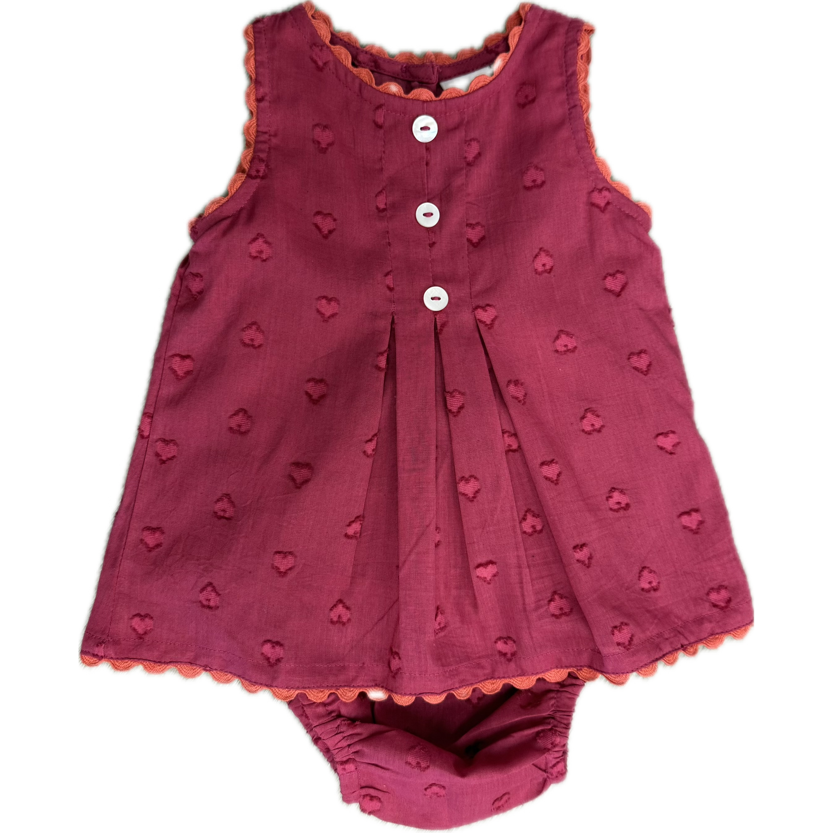 Yo Baby Rose Heart RicRac Baby Dress Set-Yo Baby-Little Giant Kidz