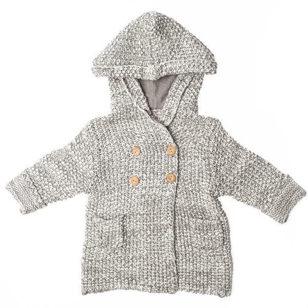 Beba Bean Crochet Knit Hoodie Grey-BEBA BEAN DESIGNS-Little Giant Kidz