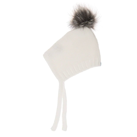 Beba Bean Pom Pom Hat Ivory-BEBA BEAN DESIGNS-Little Giant Kidz