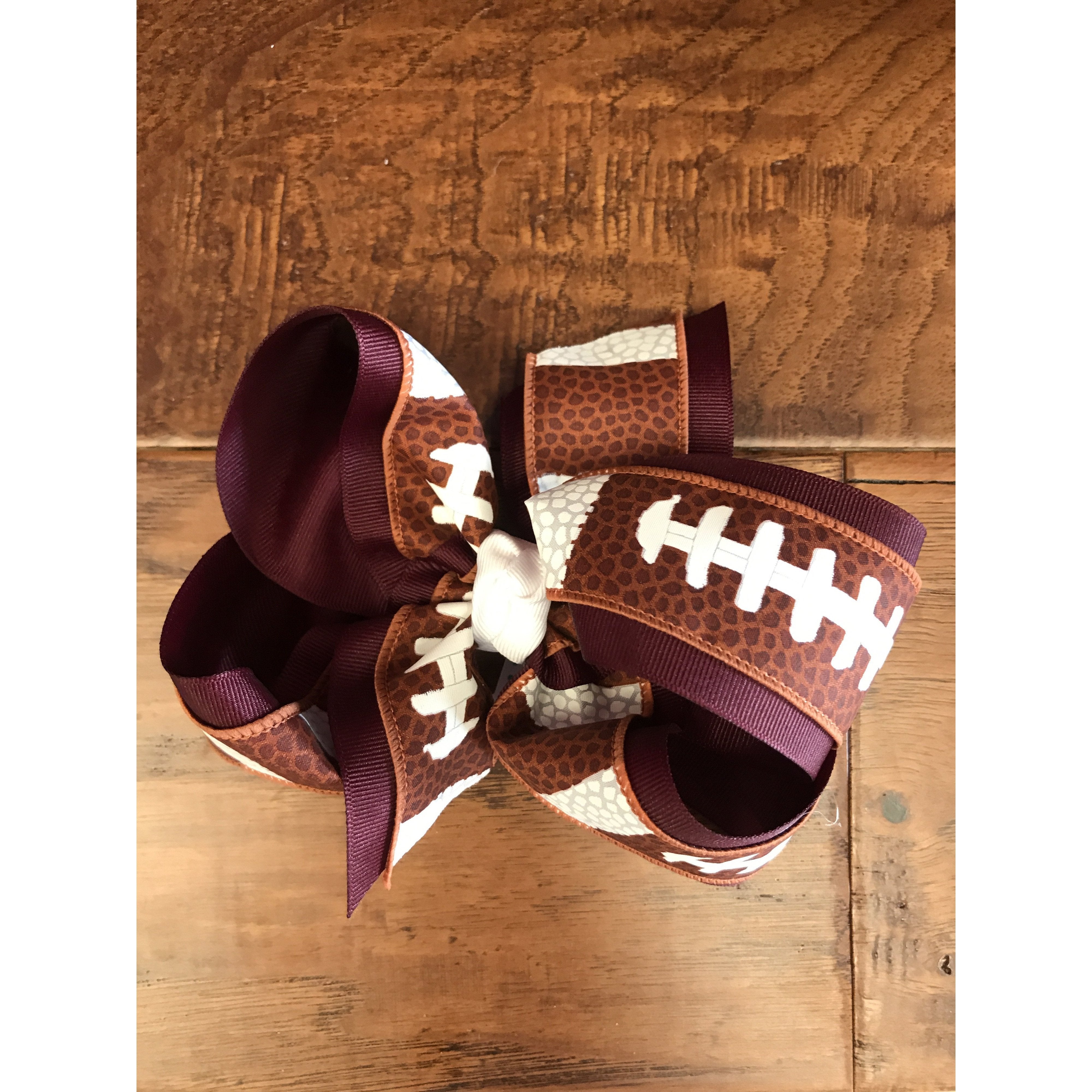 Beyond Creations Bow DBKEE w/Knot Football on French Clip-BEYOND CREATIONS-Little Giant Kidz