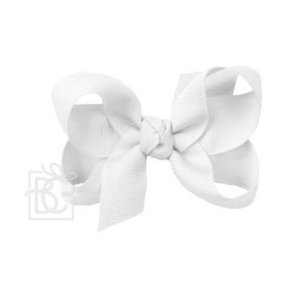 Beyond Creations Grosgrain Bow Medium on Alligator Clip (BKMAC) - White-BEYOND CREATIONS-Little Giant Kidz