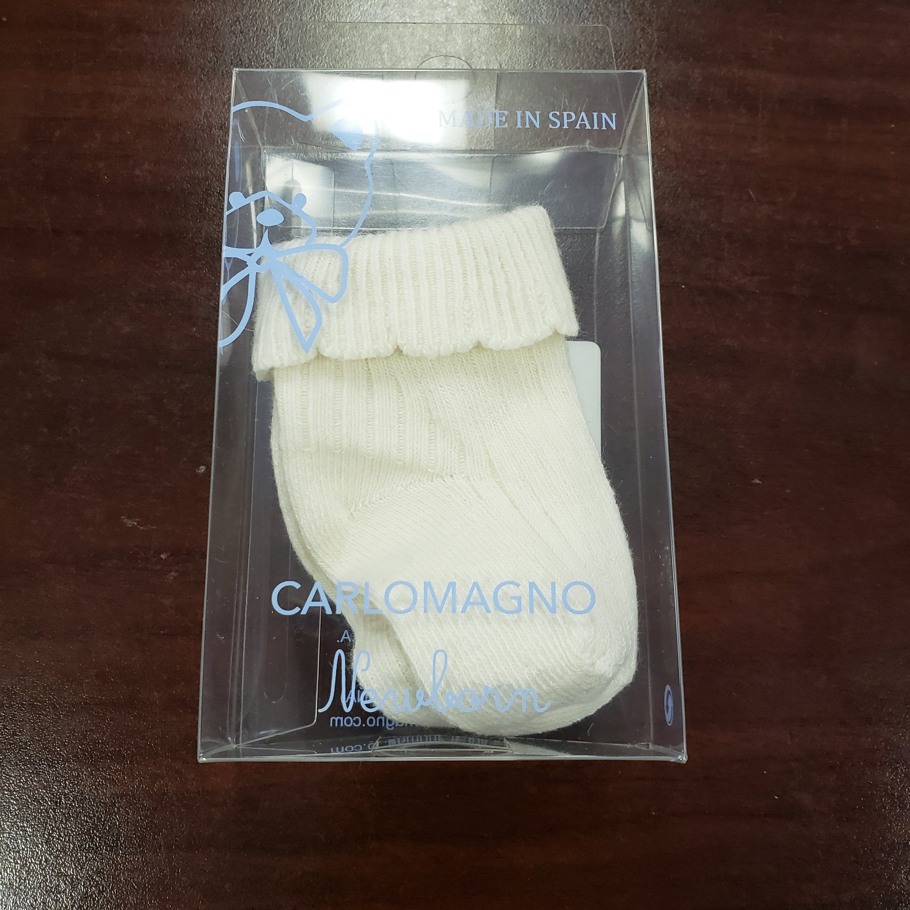 Carlomagno Newborn Folded Cuff Sock - Natural-CARLOMAGNO-Little Giant Kidz