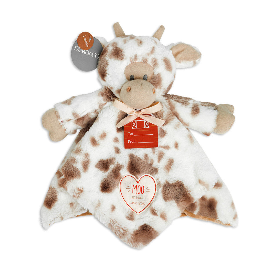 Demdaco Barnyard Rattle Blankie - Cow-Demdaco-Little Giant Kidz