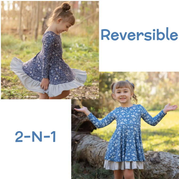 Evie's Closet Fall Floral Reversible Knit Dress-Evie's Closet-Little Giant Kidz