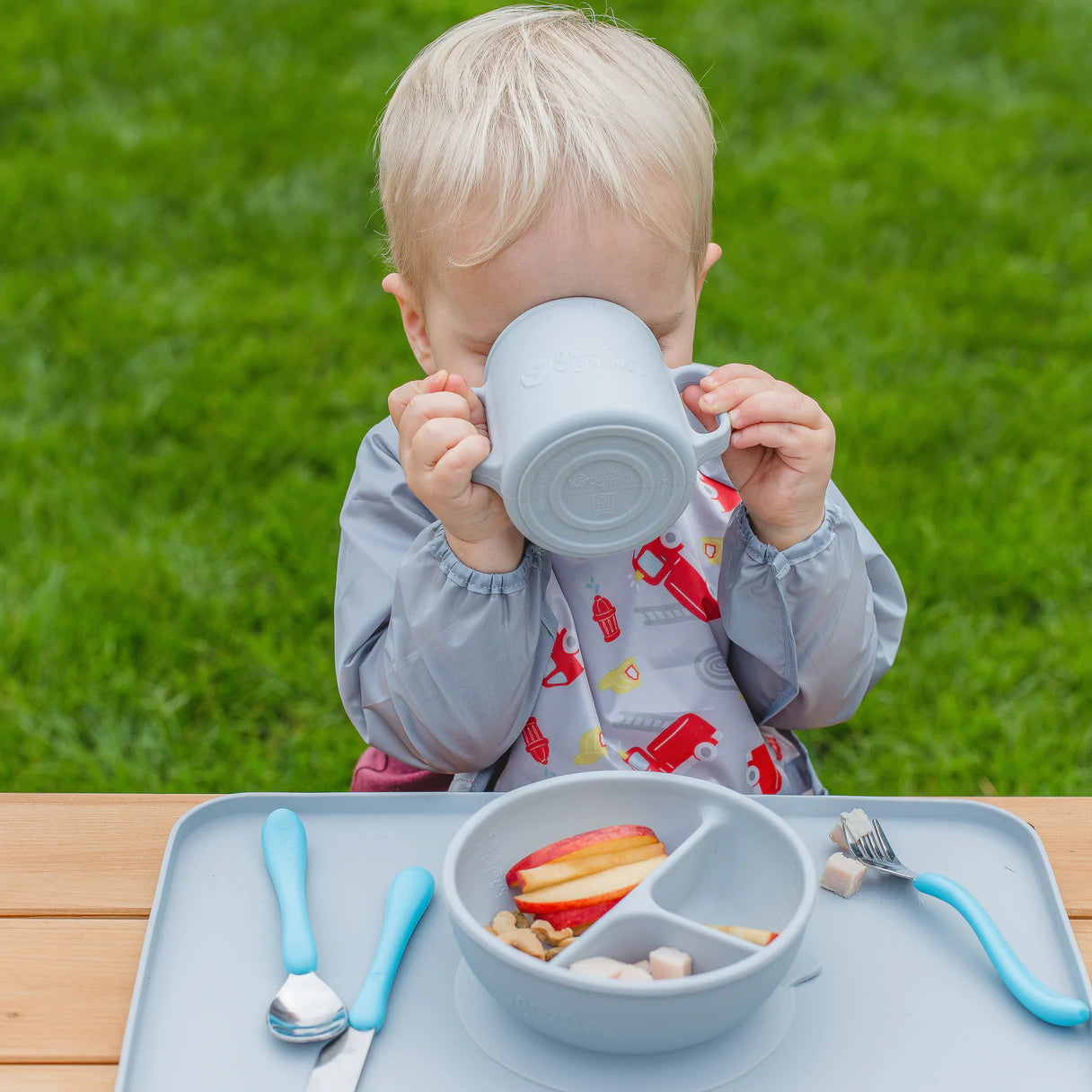 Green Sprouts Learning Cup Made From Silicone - Gray (12M+)-Green Sprouts-Little Giant Kidz