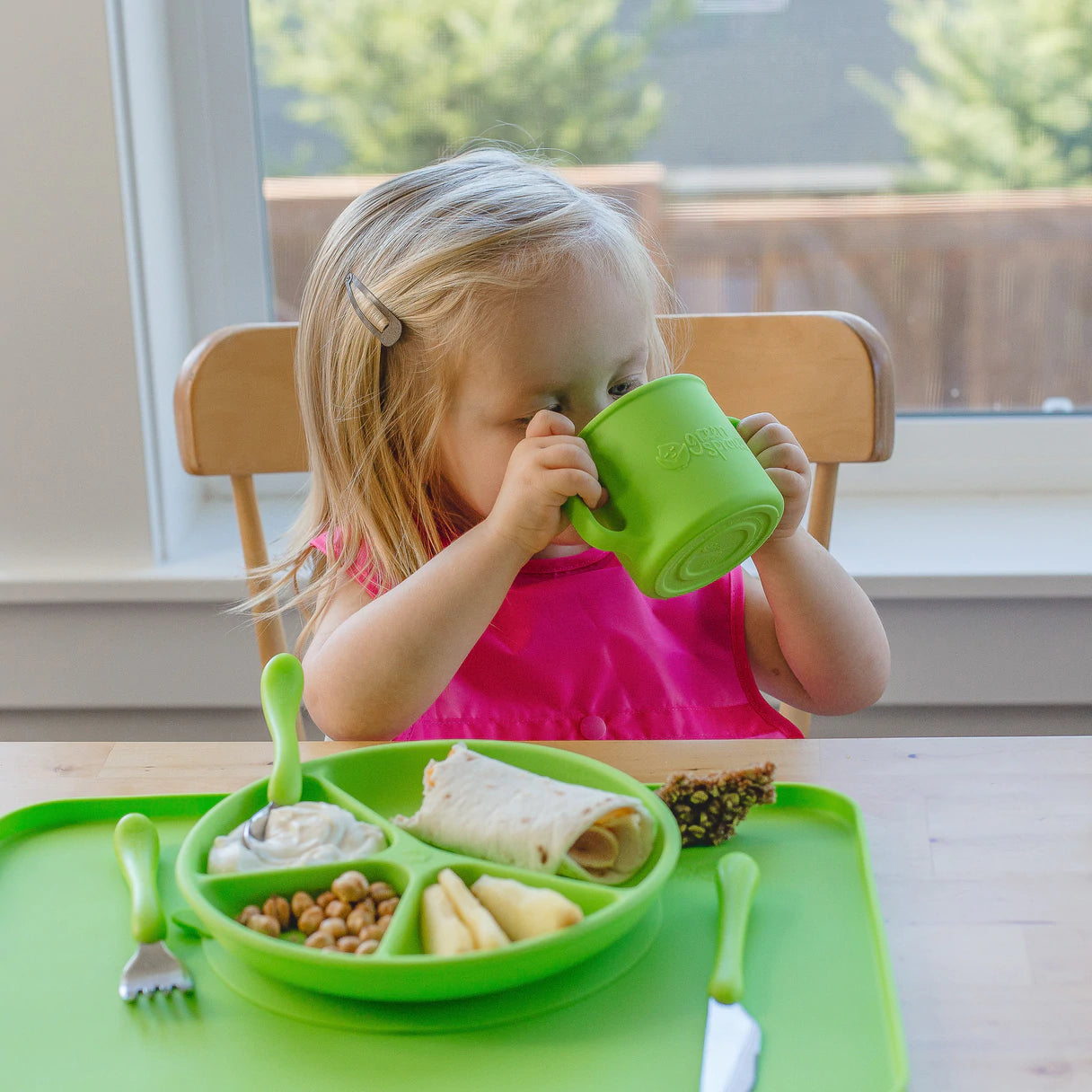 Green Sprouts Learning Cup Made From Silicone - Green (12M+)-Green Sprouts-Little Giant Kidz