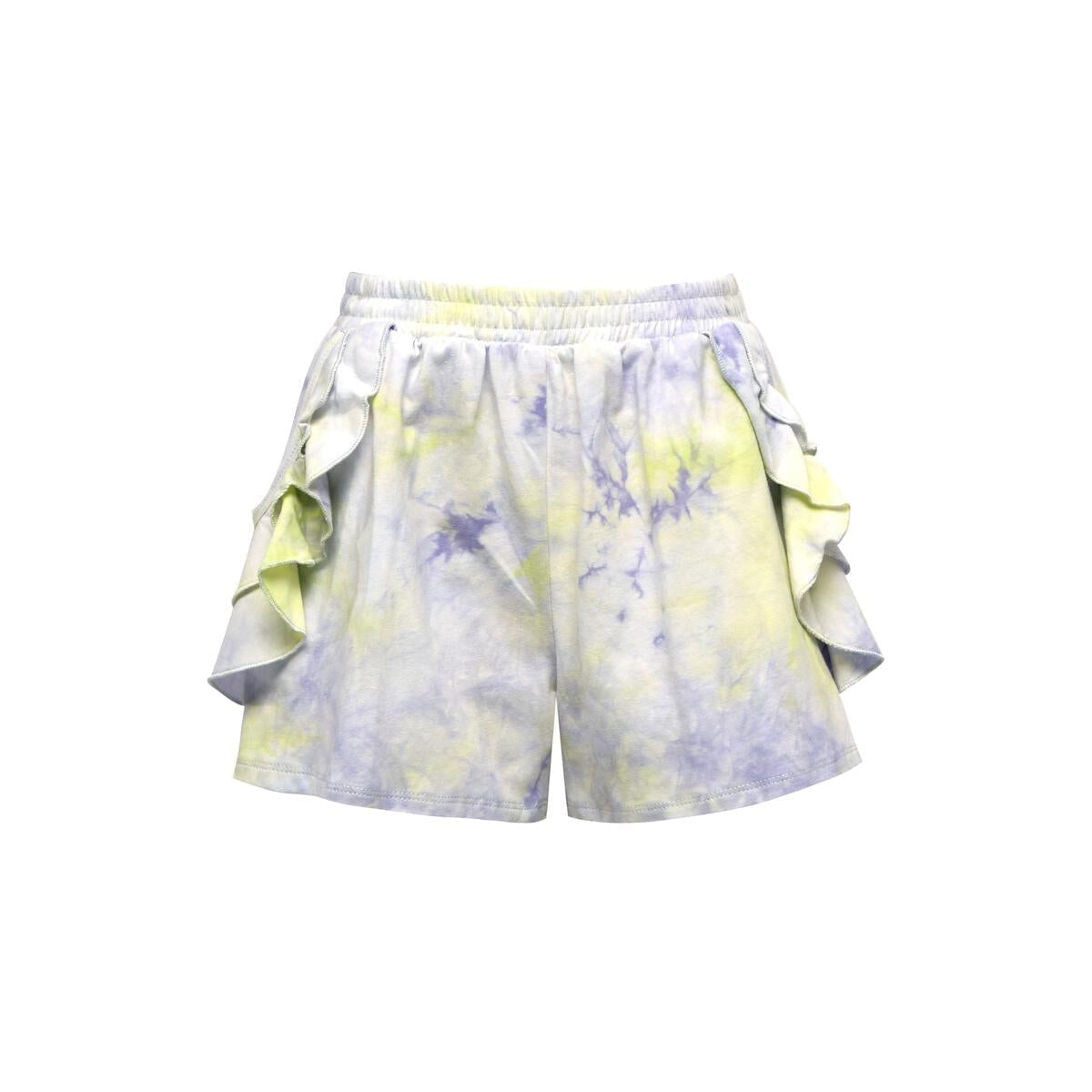 Hannah Banana Tie Dye Print Ruffled Pocket Shorts - Purple/Yellow-Hannah Banana-Little Giant Kidz