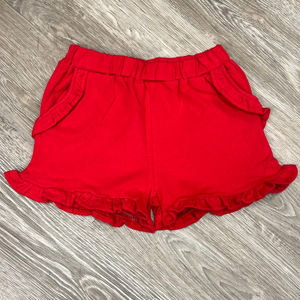 Knit Ruffle Shorts | Red