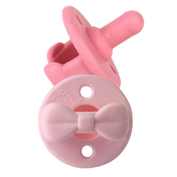 Itzy Ritzy Sweetie Soother Pacifier Set (2-Pack) - Pink Bows-ITZY RITZY-Little Giant Kidz