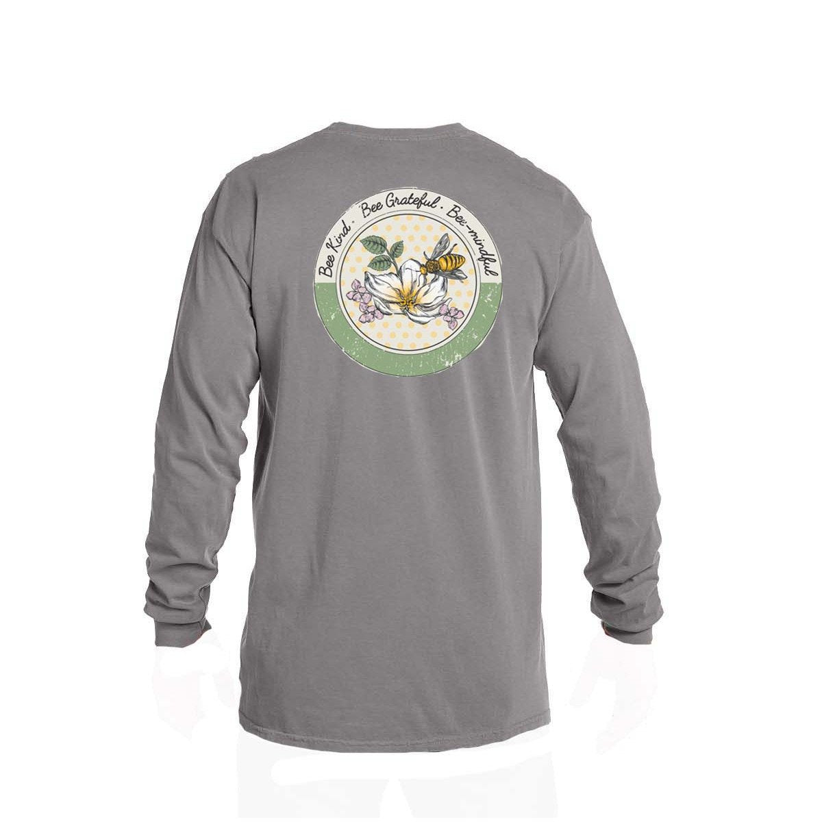 Jane Marie Bee Kind, Grateful, And Mindful Long Sleeve T-Shirt - Grey-JANE MARIE-Little Giant Kidz