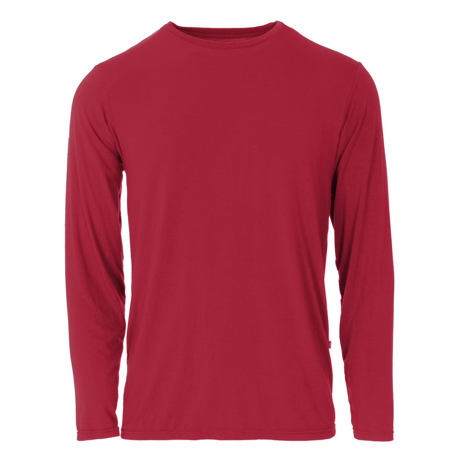 Kickee Pants Men's Long Sleeve Crew Neck Tee Crimson-Kickee Pants-Little Giant Kidz