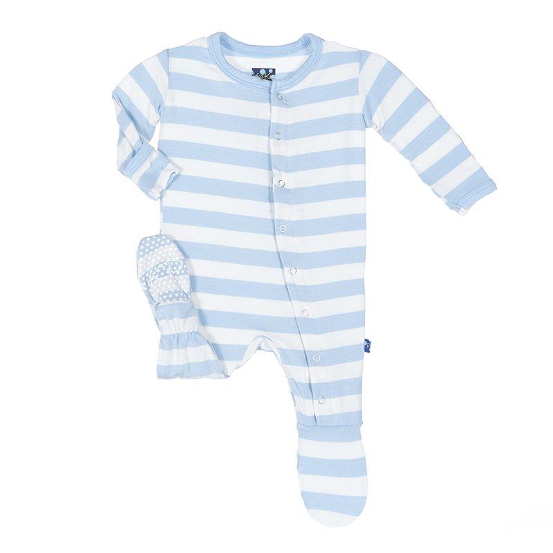 Kickee Pants Print Footie with Snaps in Pond Stripe (Preemie)-KICKEE PANTS-Little Giant Kidz