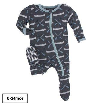 Kickee Pants Print Footie with Zipper (Stone Paddles and Canoe)-KICKEE PANTS-Little Giant Kidz