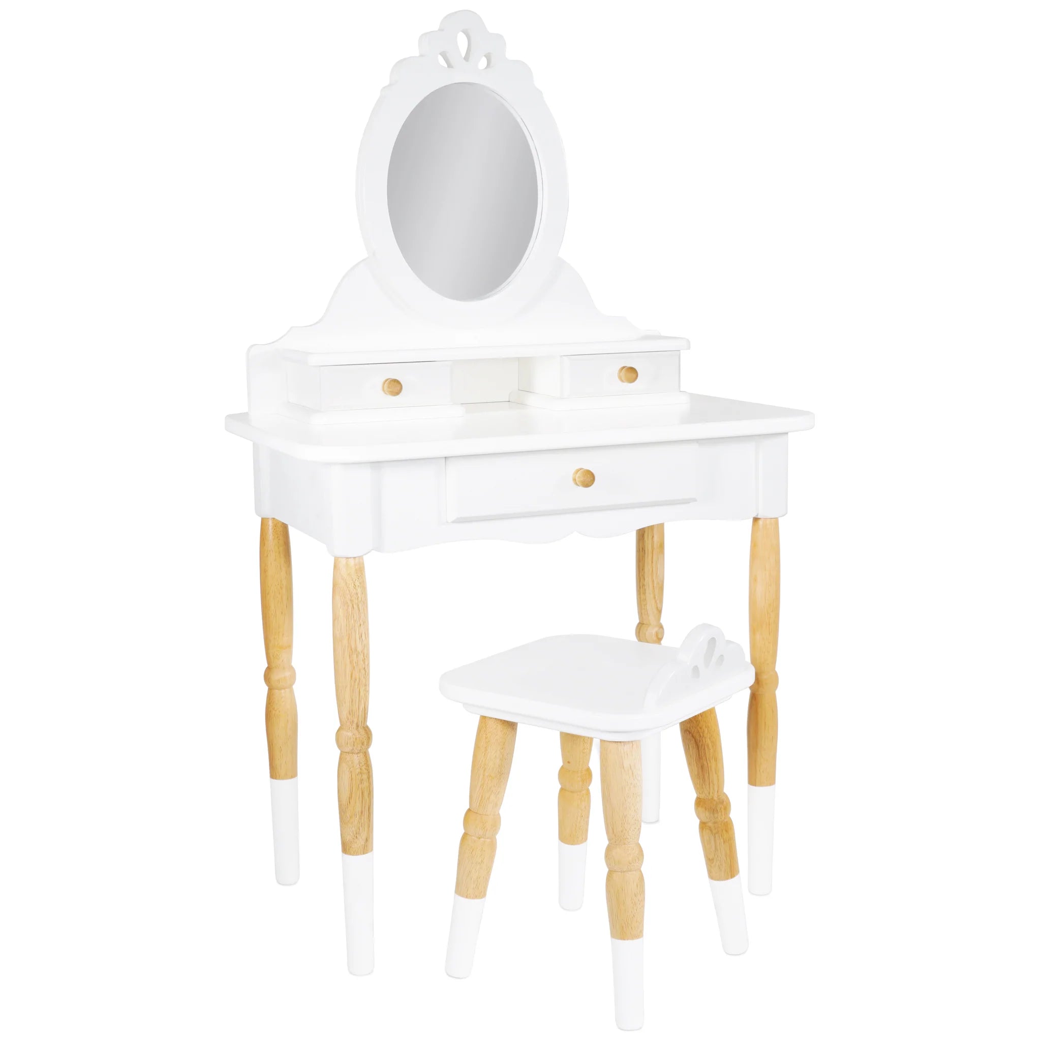 Le Toy Van Vanity Table & Stool Set - White/Natural-LE TOY VAN-Little Giant Kidz