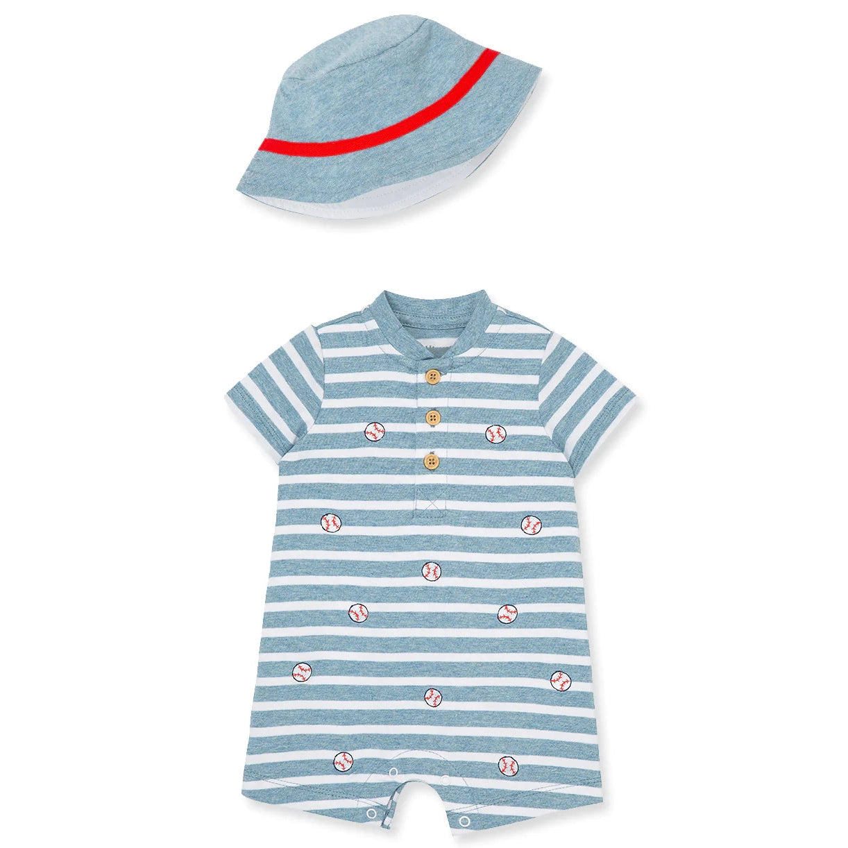 Little Me Baseball Romper & Hat Set-LITTLE ME-Little Giant Kidz