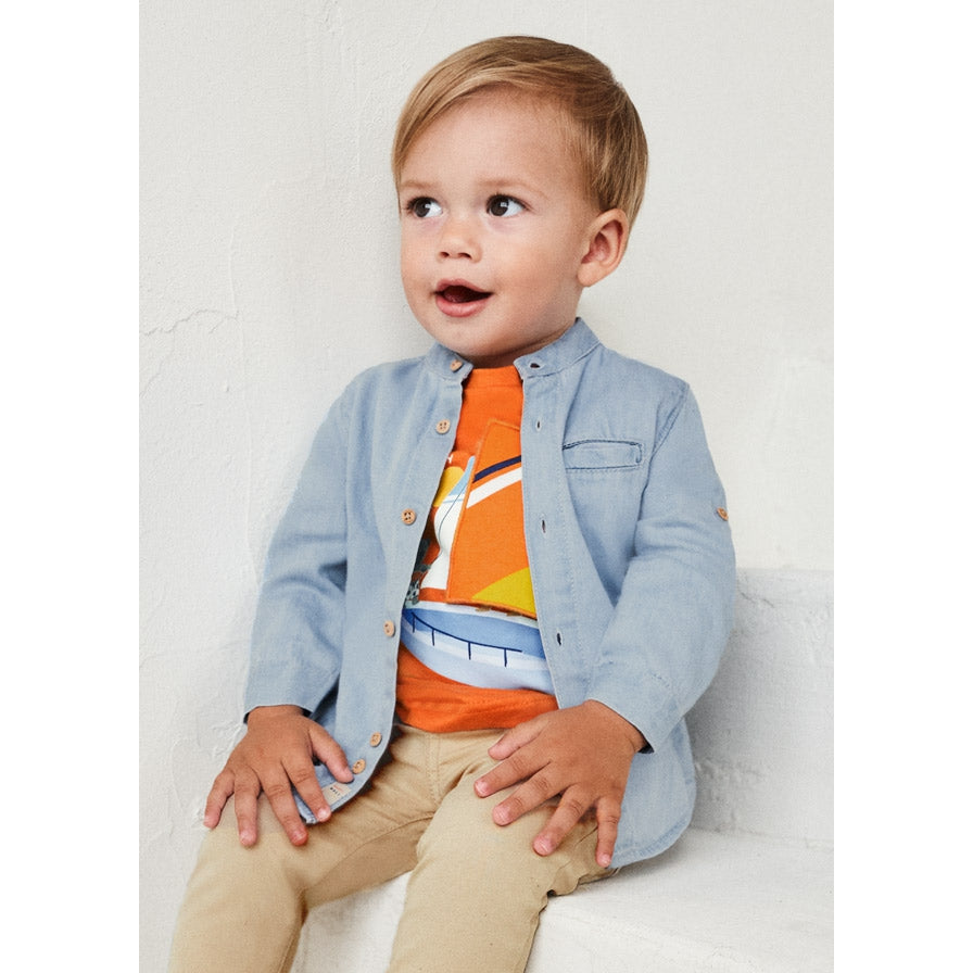 2020 Brand New Toddler Infant Child Kids Baby Boys Denim Shirt Long Sleeve  T-shirt Top Clothes Pocket Casual Outfit 1-6T
