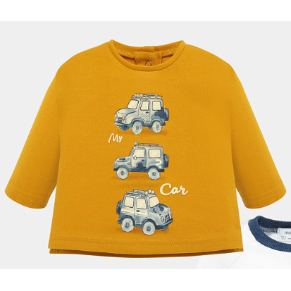 Mayoral Baby Boy My Car Print Mustard T-shirt-MAYORAL-Little Giant Kidz