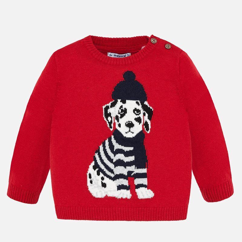 Mayoral Black Scarf Dalmatian Red Knit Sweater-MAYORAL-Little Giant Kidz