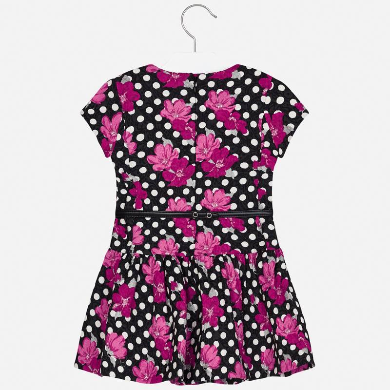 Mayoral Jaquard Printed Fuchsia Dress-MAYORAL-Little Giant Kidz