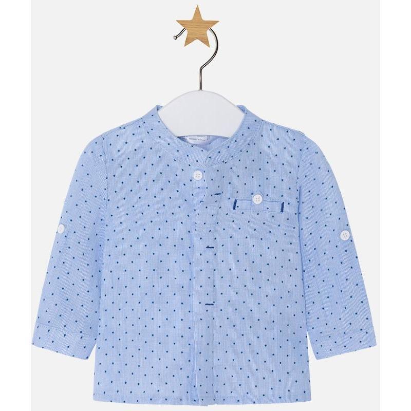 Mayoral Linen Mao Shirt Blue LS-MAYORAL-Little Giant Kidz