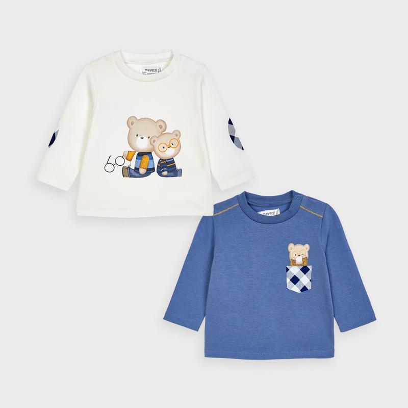 Mayoral Long Sleeve Blue Bear Tee Baby Boy-MAYORAL-Little Giant Kidz