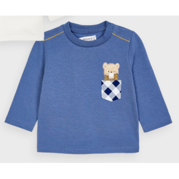 Mayoral Long Sleeve Blue Bear Tee Baby Boy-MAYORAL-Little Giant Kidz